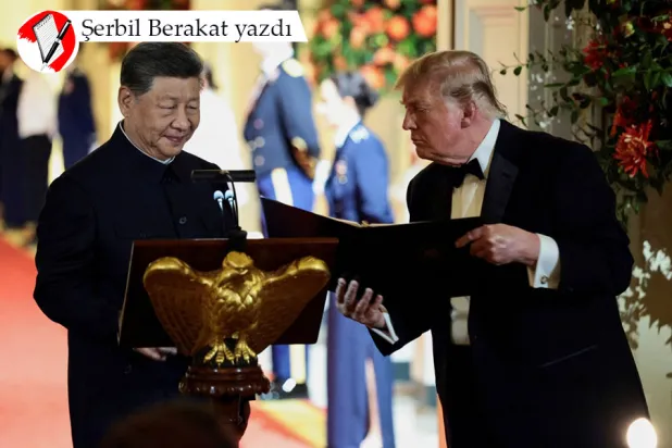 Fotoğraf: ABD Başkanı Donald Trump ve Çin Devlet Başkanı Şi Jinping, başkent Washington'daki Beyaz Saray'da düzenlenen devlet yemeğinde Şi konuşma yapmadan önce, 24 Eylül 2026 (Reuters)