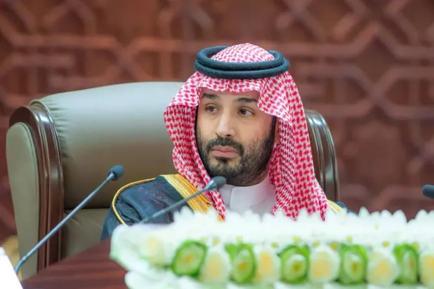 (foto altı) Suudi Arabistan Veliaht Prensi Muhammed bin Selman kraliyet konuşmasını yaparken (SPA)