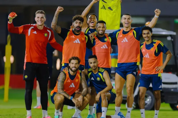 كريستيانو رونالدو في التدريبات الجماعية لفريق النصر (نادي النصر)