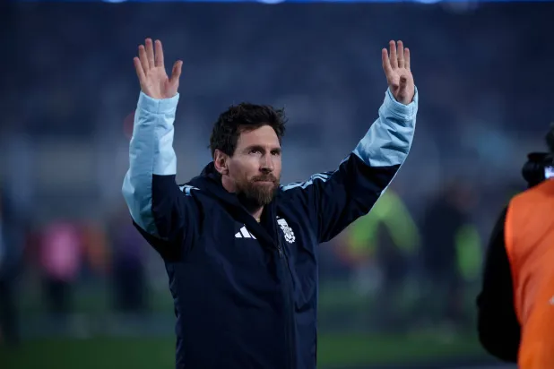 06 October 2026, Argentina, Buenos Aires: Argentina's Lionel Messi cheers during an international friendly football match between Argentina and Benin at the Monumental Stadium. Photo: Roberto  Tuero/SOPA Images via ZUMA Press Wire/dpa