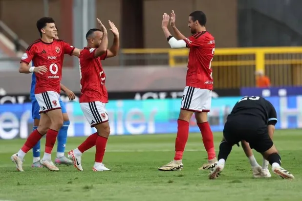 فرحة أهلاوية بأحد الأهداف في المباراة (موقع النادي الأهلي المصري)