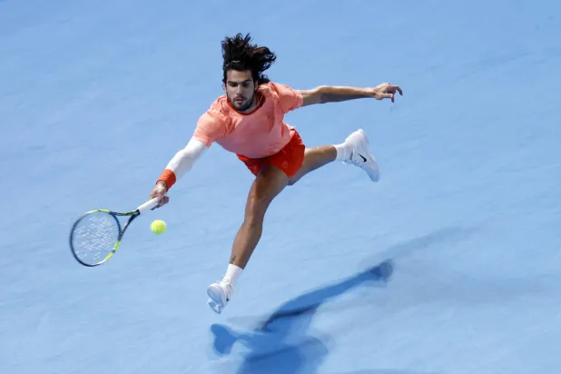 Carlos Alcaraz of Spain in action against Jiri Lehecka of the Czech Republic during his final match of the Japan Open tennis tournament at Ariake Colosseum in Tokyo, Japan, 06 October 2026. EPA/FRANCK ROBICHON