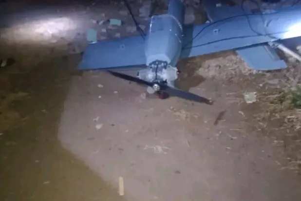 Wreckage of a drone allegedly used in an attack on Damazin (activists’ Facebook pages). 