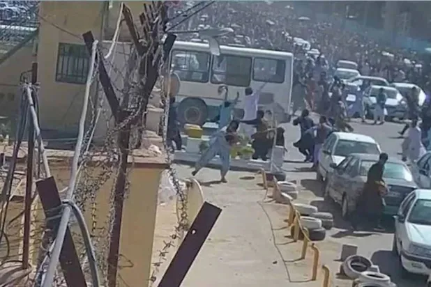 An image published by the Mizan news agency showing unrest in Zahedan, the capital of Sistan and Baluchestan province, on July 8.