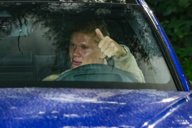 08 October 2026, United Kingdom, Manchester: Manchester City forward Erling Haaland arrives at the City Football Academy (CFA) for a training session. Photo: Martin Rickett/PA Wire/dpa