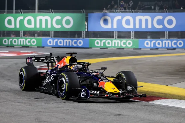 Red Bull Racing driver Max Verstappen of Netherlands in action during the Sprint Qualifying at Marina Bay Street Circuit in Singapore, 09 October 2026. The 2026 Formula 1 Singapore Grand Prix is held at the Marina Bay Street Circuit in Singapore on 11 October. (EPA)