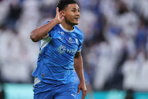 واتكينز محتفلا بهدفه في مرمى الاتحاد (تصوير: سعد العنزي)