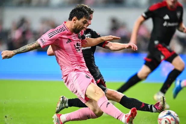 Inter Miami's Argentine forward Lionel Messi scored two goals in his club's 4-0 MLS victory over DC United. CHANDAN KHANNA / AFP
