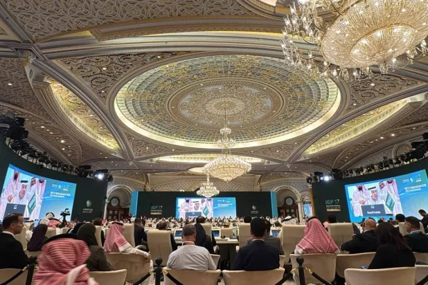 Saudi Energy Minister Prince Abdulaziz bin Salman speaks at the opening of the ministerial meeting of the International Energy Forum (IEF) in Riyadh (Turki Al-Agili)