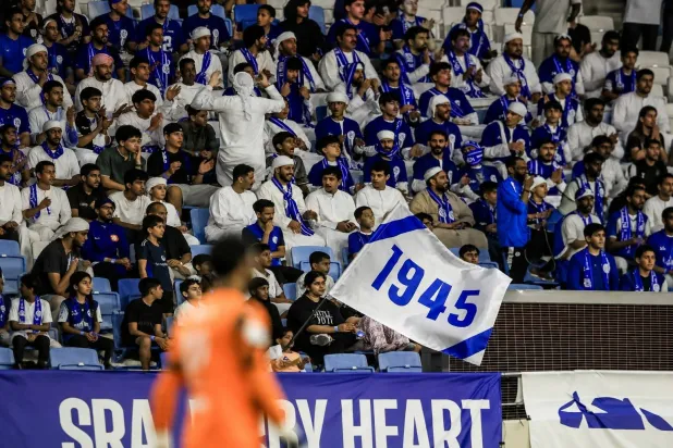 احتفالية جماهير النصر بالفوز الكبير على الرفاع بدبي (نادي النصر الإماراتي)