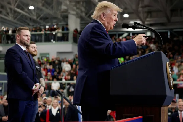US President Donald Trump speaks on stage in Wasilla, Alaska, US, October 13, 2026. REUTERS/Evan Vucci 