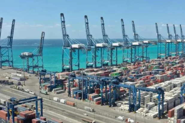 Containers lined up at a Saudi port (SPA)