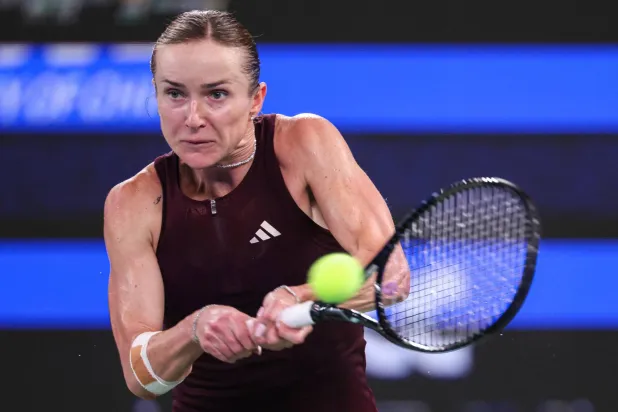 Tennis - WTA 1000 - Wuhan Open - Optics Valley International Tennis Center, Wuhan, China - October 16, 2026 Ukraine's Elina Svitolina in action during her quarter final match against Britain's Sonay Kartal REUTERS/Maxim Shemetov