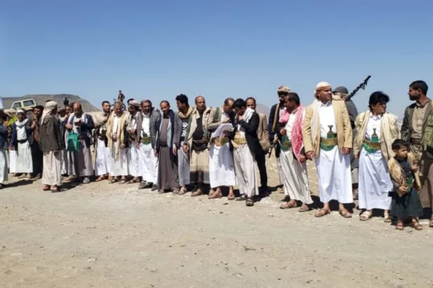 A gathering called for by the Houthi group in the southern suburbs of Sanaa (Houthi media)