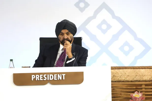 World Bank Group President Ajay Banga gestures during the Annual Meetings Plenary at the 2026 Annual Meetings of the IMF and the World Bank Group in Bangkok, Thailand, 16 October 2026. EPA/RUNGROJ YONGRIT