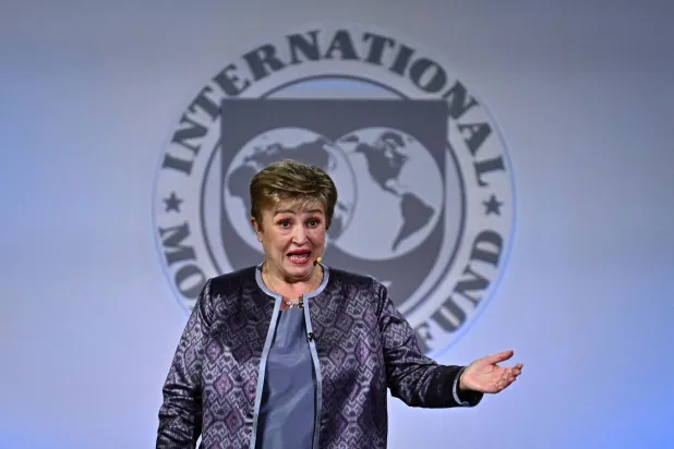 IMF Managing Director Kristalina Georgieva speaks during the Annual Meetings Plenary at the Annual Meetings of the International Monetary Fund (IMF) and the World Bank Group (WBG) at the Queen Sirikit National Convention Center (QSNCC) in Bangkok on October 16, 2026. (Photo by Lillian SUWANRUMPHA / AFP)