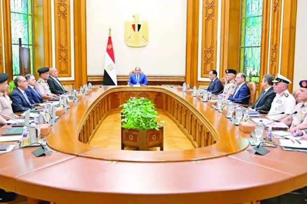
«مجلس الدفاع الوطني» برئاسة الرئيس المصري عبد الفتاح السيسي أمس (الرئاسة المصرية)