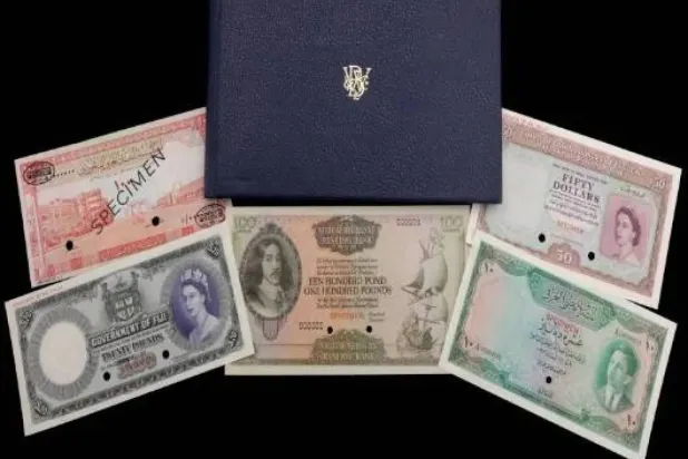 Rare banknotes donated to a British Heart Foundation. (Noonans)