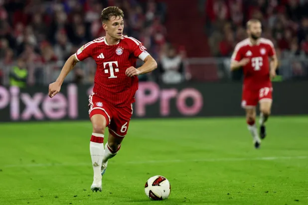 Joshua Kimmich of Munich in action during the German Bundesliga soccer match between FC Bayern Munich and RB Leipzig in Munich, Germany, 17 October 2026. EPA/RONALD WITTEK
