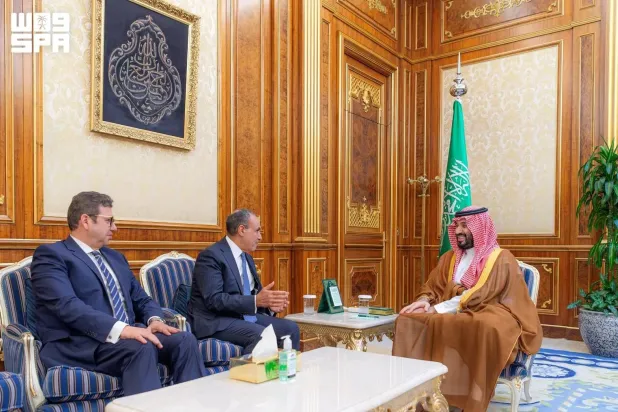 Prince Mohammed bin Salman bin Abdulaziz Al Saud, Saudi Crown Prince and Prime Minister, meets with Egypt's Minister of Foreign Affairs, International Cooperation and Egyptian Expatriates Dr. Badr Abdelatty in Riyadh on Wednesday. (SPA)