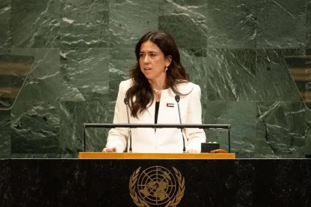 Lana Nusseibeh, Birleşmiş Milletler Genel Kurulu’nun oturumlarından birinde. (Şarku’l Avsat)