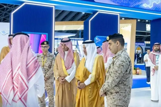 Transport General Authority President Fawaz Alsahli tours the exhibition held alongside the conference in Jeddah (Transport General Authority)