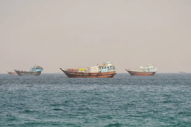 Vessels at the Strait of Hormuz, as seen from Musandam, Oman, October 19, 2026. REUTERS/Stringer