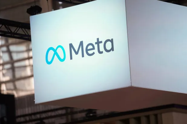 The Meta logo is seen at the Vivatech show in Paris on June 14, 2023 (AP)