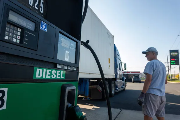 A truck is filled with diesel fuel at a gas station on October 16, 2026, in Bayonne, New Jersey. (Getty Images/AFP)