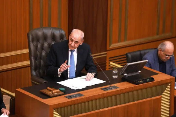 Lebanese Parliament Speaker Nabih Berri during a session to discuss the government (National News Agency)