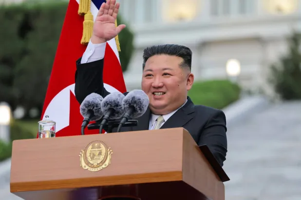 01 October 2026, North Korea, Pyongyang: FILE PHOTO - A photograph released by North Korea's official Korean Central News Agency (KCNA) on September 30, 2026, shows North Korean leader Kim Jong-un addressing a ceremony at Kim Il Sung University in Pyongyang marking the 80th anniversary of the country's top university. Photo: -/YNA/dpa