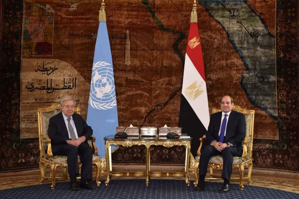 الرئيس المصري عبد الفتاح السيسي يستقبل الأمين العام للأمم المتحدة بالقاهرة (الرئاسة المصرية)