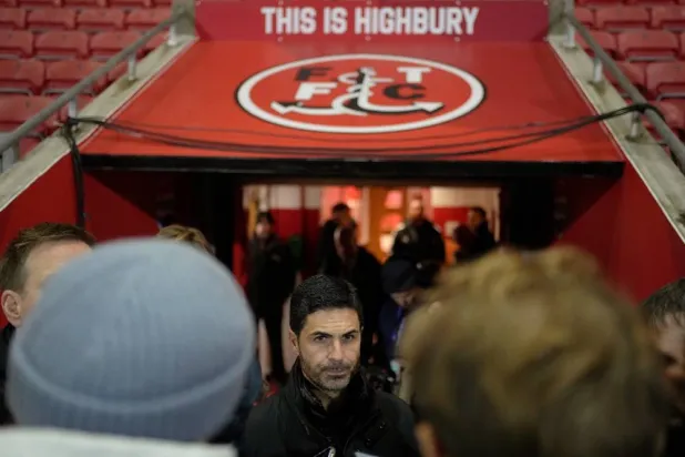 Carabao Cup - Fourth Round - Fleetwood Town v Arsenal - Highbury Stadium, Fleetwood, Britain - October 27, 2026 Arsenal manager Mikel Arteta during an interview after the match. (Reuters)