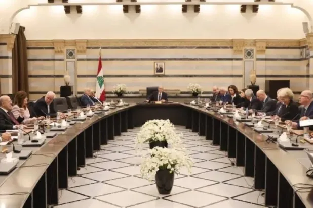 Prime Minister Nawaf Salam chairs a cabinet meeting in the absence of Lebanese Forces ministers. (Prime Minister’s Office)
