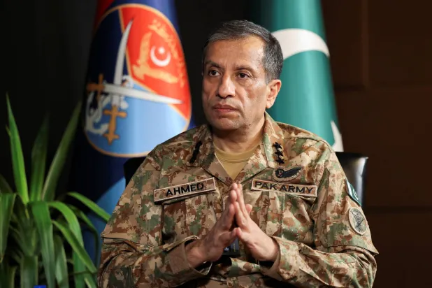 Ahmed Sharif Chaudhry, Director-General of Inter-Services Public Relations (ISPR), the media and public relations wing of the Pakistan Armed Forces, speaks during an interview with Reuters in Rawalpindi, Pakistan, October 30, 2026. (Reuters)