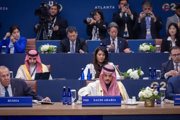 الأمير فيصل بن فرحان لدى مشاركته في أول اجتماعات وزراء خارجية مجموعة العشرين (الخارجية السعودية)