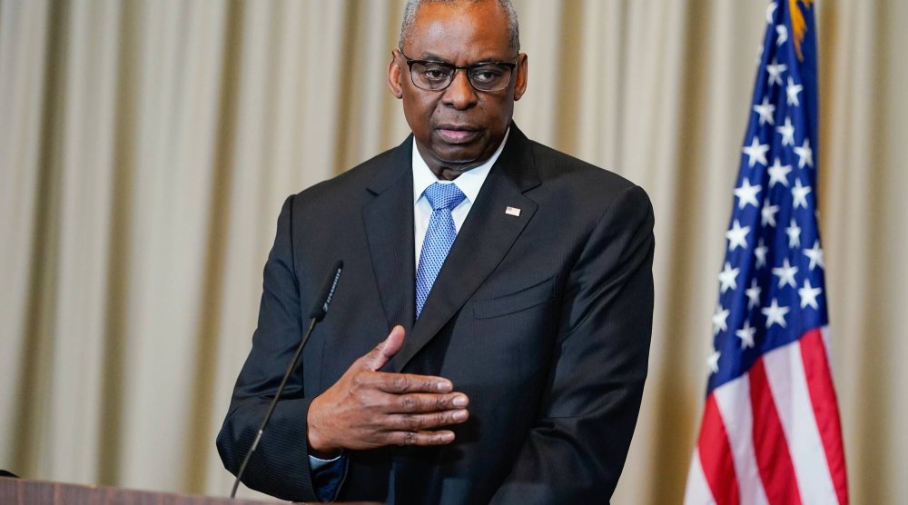 FILED - 19 March 2024, Rhineland-Palatinate, Ramstein-Miesenbach: US Secretary of Defense Lloyd Austin speaks during a press conference. Photo: Uwe Anspach/dpa