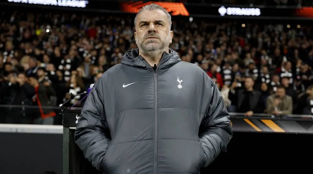 Football - Europa League - Quarter-final - Second Leg - Eintracht Frankfurt v Tottenham Hotspur - Deutsche Bank Park, Frankfurt, Germany - April 17, 2025 Tottenham Hotspur manager Ange Postecoglou before the match. (Reuters)