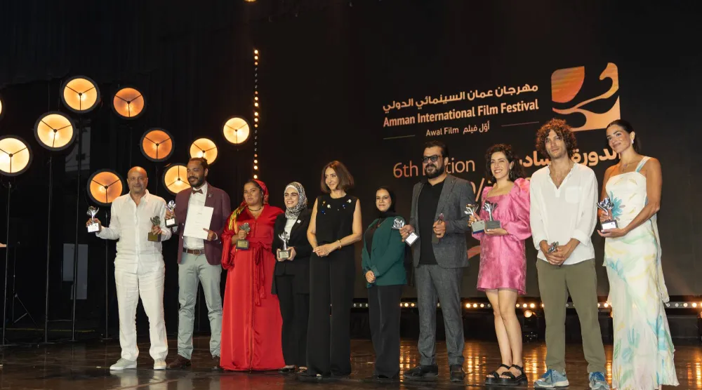 الفائزون في مهرجان عمّان السينمائي الدولي الذي اختتم فعالياته أمس (إدارة المهرجان)