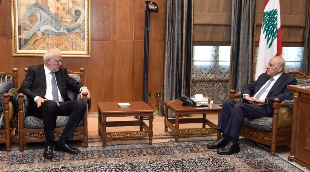 وزير العدل عادل نصار خلال لقائه برئيس البرلمان نبيه بري السبت (رئاسة مجلس النواب)