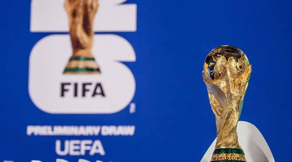 File Photo: The World Cup Trophy displayed ahead of the draw of the groups of the European qualifiers for the 2026 FIFA World Cup in Zurich, Switzerland. AFP
