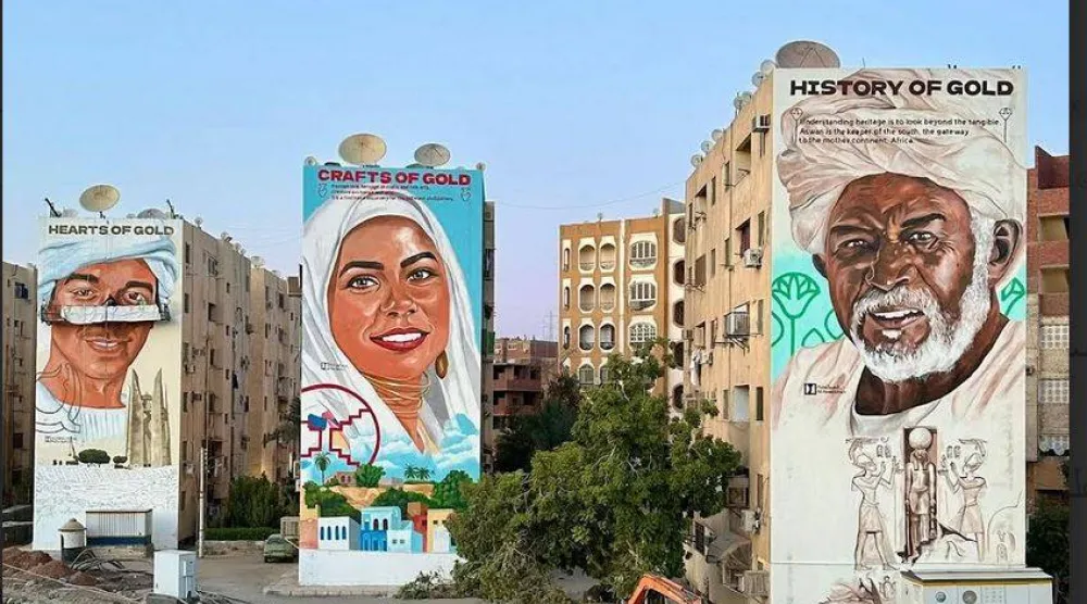 مشروع لرسم بورتريهات جنوبية على عمارات بأسوان (صفحة الفنان علي عبد الفتاح على «فيسبوك»)