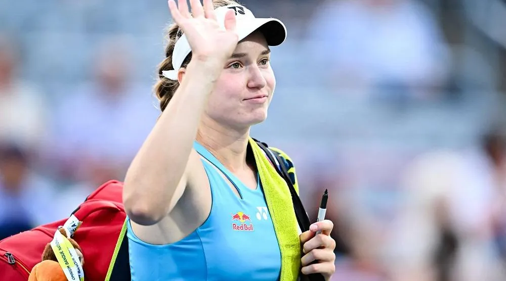 Elena Rybakina of Kazakhstan walks off the court after winning due to a forfeit against Marta Kostyuk of Ukraine during their quarterfinals singles women's match on Day Nine of the WTA 1000 National Bank Open at IGA Stadium on August 4, 2025 in Montreal, Quebec, Canada. (Getty Images/AFP
