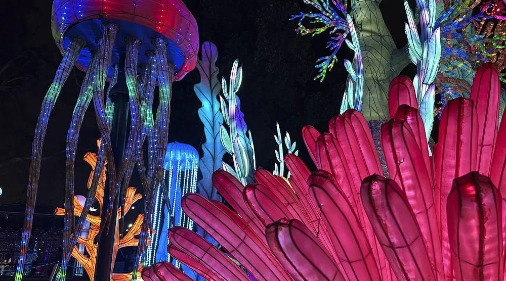An underwater scene is shown as part of the Philadelphia Chinese Lantern Festival, Tuesday, Aug. 5, 2025 in Philadelphia. (AP)