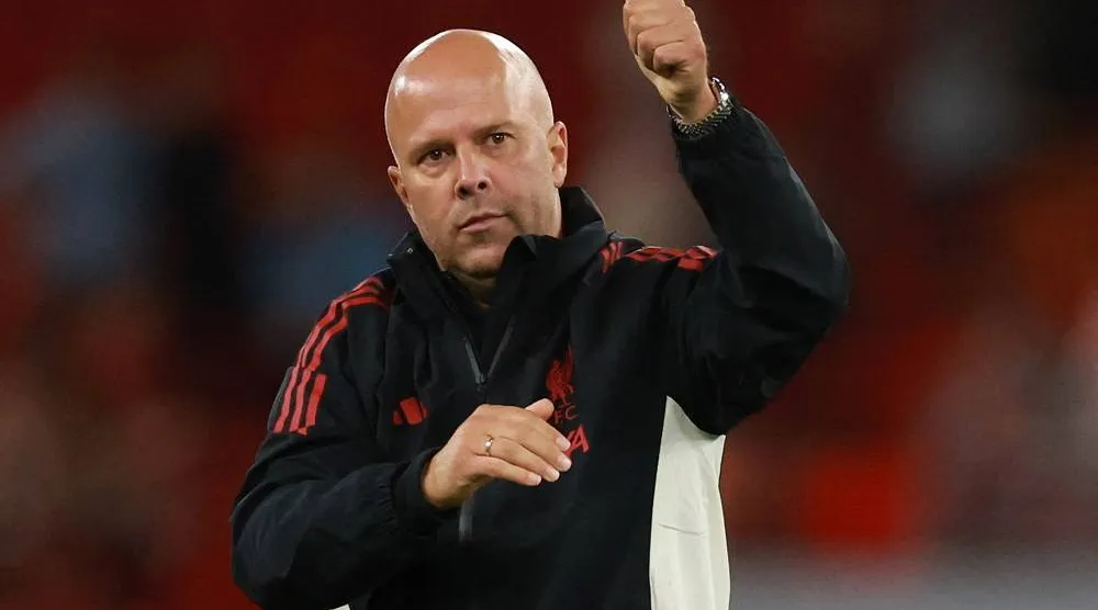 Soccer Football - Friendly - Liverpool v Athletic Bilbao - Anfield, Liverpool, Britain - August 4, 2025 Liverpool manager Arne Slot acknowledges fans after the match. (Reuters)