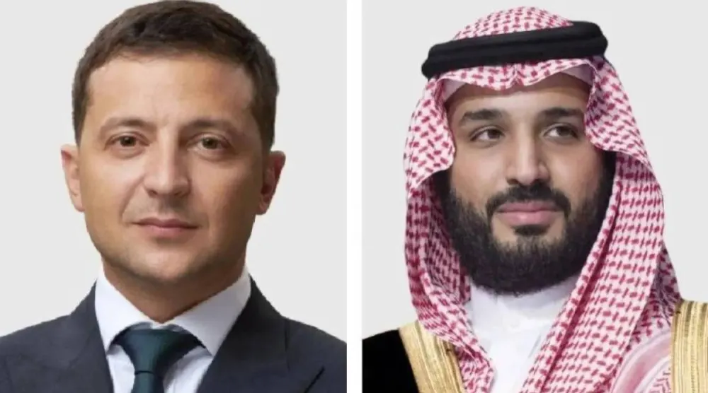 الأمير محمد بن سلمان والرئيس فولوديمير زيلينسكي (الخارجية السعودية)
