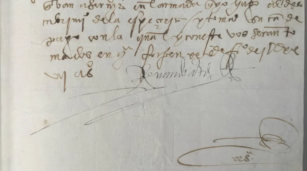 This image provided by the FBI shows the front of a letter by Spanish conquistador Hernán Cortés from Feb. 20, 1527, that was returned to the government of Mexico on Aug. 13, 2025, by the FBI. (FBI via AP)