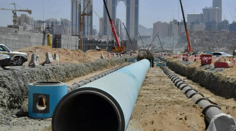 صورة من أعمال تشييد مشروع «مسار» في مكة (واس)