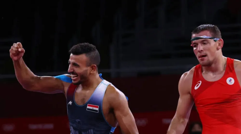 المصارع المصري محمد إبراهيم «كيشو» (رويترز) 