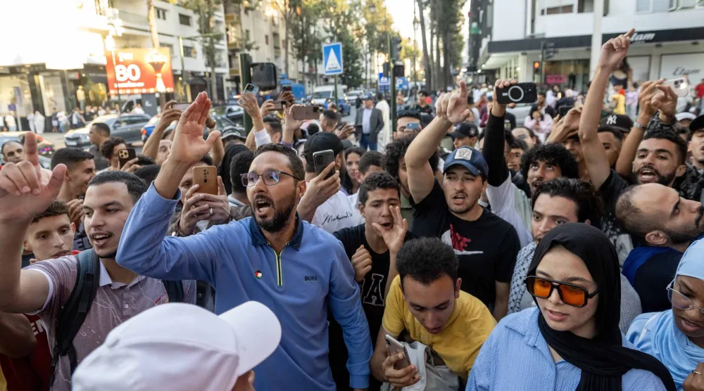 جانب من احتجاجات «جيل زد 212» في العاصمة الرباط (إ.ب.أ)